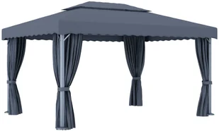 vidaXL Altana ogrodowa z zasłonami, 4 x 3 m, antracytowa - Altany ogrodowe - miniaturka - grafika 5