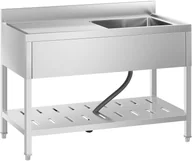 Stoły gastronomiczne - Royal Catering Catering Stół ze zlewem - 1 komora - rant - półka RCSSS-120X60-S - 3 LATA GWARANCJI RCSSS-120X60-S - miniaturka - grafika 1