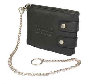 Wild Portfel Męski Skóra Naturalna Duży Poziomy Z Zapięciem Podwójnym I Łańcuszkiem 5647 - Portfele - miniaturka - grafika 2