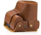 Akcesoria fotograficzne - MegaGear megagear "" skórzana torba na aparat  łatwe do zainstalowania, gotowe do statywu i akcesoria do pracy w firmie  kompatybilny z Panasonic Lumix DC-FZ80 obwodowej, fz82, brązowy MG1225 - miniaturka - grafika 1