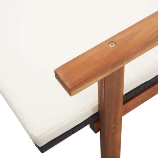 vidaXL Leżak z poduszką, polirattan i lite drewno akacjowe, czarny - Leżaki ogrodowe - miniaturka - grafika 8