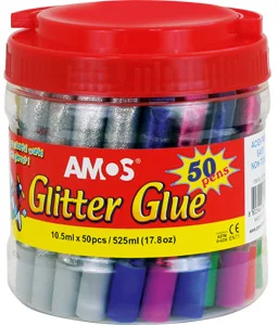 Amos Klej z Brokatem Glitter Glue 6 kolorów 50 szt 10,5 ml Gcl10bk50 pudełko - Przybory szkolne - miniaturka - grafika 2