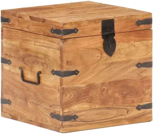 vidaXL Skrzynia, 40x40x40 cm, lite drewno akacjowe vidaXL - Pudła i pojemniki do przechowywania - miniaturka - grafika 11