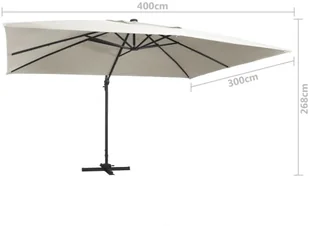 vidaXL Parasol z LED i aluminiowym słupkiem, 400x300 cm, piaskowy vidaXL - Parasole ogrodowe - miniaturka - grafika 17