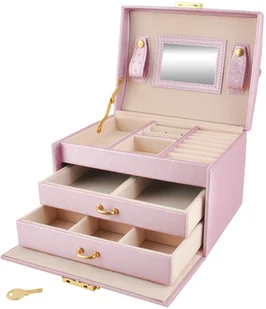 Iso Trade Kuferek na biżuterię, różowy - Kosmetyczki, organizery i kuferki - miniaturka - grafika 4