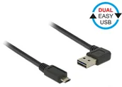 Kable USB - Delock Kabel USB micro AM-BM 2.0 0.5m czarny kątowy lewo/prawo Dual EasyUSB - miniaturka - grafika 1