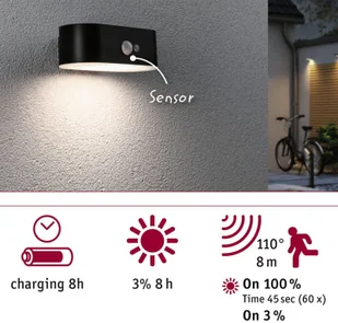 Paulmann Adya kinkiet zewnętrzny czujnik solarny - Lampy ogrodowe - miniaturka - grafika 4