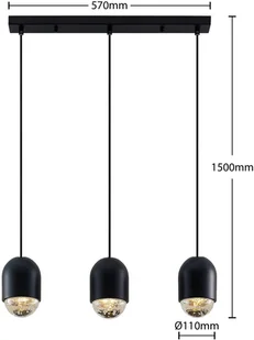 LUCANDE Lucande Amielle lampa wisząca, 3-punktowa, czarna - Lampy sufitowe - miniaturka - grafika 5