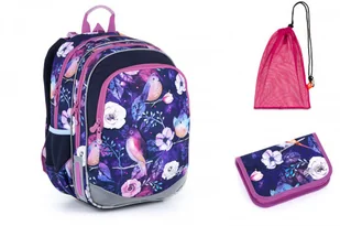 Topgal Niebieski plecak ze wzorem ptaków i kwiatów ELLY 21004 G - Plecaki szkolne i tornistry - miniaturka - grafika 4