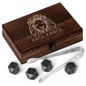 Pozostałe akcesoria barmańskie - Murrano Kamienie do whisky kostki w drewnianym opakowaniu grawer Lew ZEKOS-014 - miniaturka - grafika 1