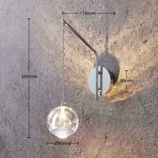 Lampenwelt com Kinkiet LED Hayley z wiszącą kulą, chrom - Lampy ścienne - miniaturka - grafika 3