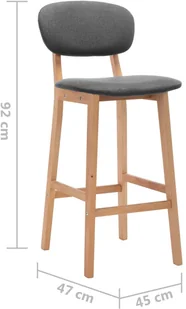 vidaXL Krzesła barowe, 2 szt., jasnoszare, tapicerowane tkaniną - Taborety i hokery - miniaturka - grafika 8