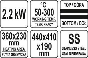 YATO YG-04558 GRILL KONTAKTOWY PANINI W PEŁNI PŁASKI YG-04558 - Piece, kotły  i płyty grzejne gastronomiczne - miniaturka - grafika 9