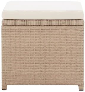 vidaXL Stołki barowe, 2 szt., z poduszkami, polirattan, beżowe - Fotele i krzesła ogrodowe - miniaturka - grafika 5