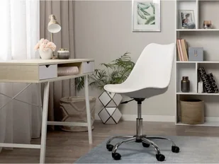 Beliani Beliani Hoker na kółkach biały skóra ekologiczna DAKOTA II - Fotele gamingowe - miniaturka - grafika 2