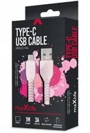 Kable USB - Kabel Usb - Usb Type-C 3A 1m Różowy Maxlife - miniaturka - grafika 1