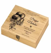 Zestawy do wina - Murrano Elektryczny korkociąg zestaw do wina w skrzynce z nadrukiem dla żony ZDW5-019 - miniaturka - grafika 1