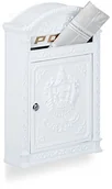 Skrzynki na listy - Relaxdays angielskim ścienna skrzynka na listy ze stopu aluminium z szeroką szczeliną do wrzucania kopert DIN A4, biały 10020107_49 - miniaturka - grafika 1