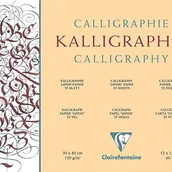 Papier do drukarek - Clairefontaine 96440 °C papier do kaligrafii bloku głowa dwustronnie klejone, satynowane, 30 x 40 cm, opakowanie 25 arkuszy, 130 G, kość słoniowa 96440C - miniaturka - grafika 1