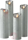 Świece - Sompex Świeca słupkowa LED Shine, 4 szt. 5 cm srebrna - miniaturka - grafika 1