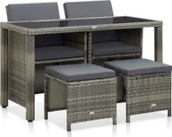 Meble ogrodowe - vidaXL 5 częściowy zestaw mebli ogrodowych z poduszkami rattan PE szary 46535 46535 - miniaturka - grafika 1