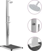 Akcesoria do basenów - vidaXL Prysznic ogrodowy z podstawą, WPC, stal nierdzewna - miniaturka - grafika 1