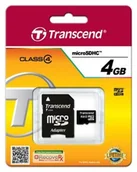 Karty pamięci - Transcend SDHC Class 4 (+ adapter) 4GB (TS4GUSDHC4) - miniaturka - grafika 1