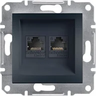 Gniazdka elektryczne - Schneider Asfora gniazdo komputerowe podtynkowe podwójne kategoria 6 UTP antracyt EPH4800171 - miniaturka - grafika 1