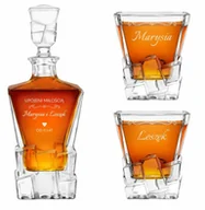 Karafki - Murrano Karafka Ice Blink i 2 szklanki z grawerem dla pary na 15 rocznicę KARIB_2xSZIB-039 - miniaturka - grafika 1