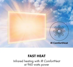 Klarstein Klarstein Wonderwall Air 96, infraczerwony grzejnik, 120 x 81 cm, 960 W, naścienny montaż, pilot sterowania, biały ACO10-WonderW.96 - Ogrzewanie przenośne - miniaturka - grafika 3