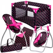 Akcesoria dla lalek - Zestaw Łóżeczko + Krzesełko Do Karmienia Dla Lalek - miniaturka - grafika 1