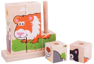 Bigjigs Toys Ltd piramida z klocków Zwierzęta domowe - 72934603748Z - Klocki - miniaturka - grafika 2