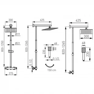 Ferro TREVI SQUARE zest. natryskowy z bat. term. TRV7U - Zestawy prysznicowe - miniaturka - grafika 2