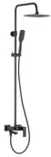 Zestawy prysznicowe - KFA 5136-915-81 LOGON BLACK deszczownia z baterią natryskową i składaną wylewką wannową - miniaturka - grafika 1