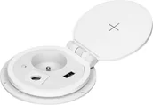 Wyłączniki światła i elektryczne - Orno Gniazdo meblowe $728cm wpuszczane w blat z ładowarką indukcyjną, ładowarką USB, przelotką kablową i przewodem 2m, 1x2P+Z, 1xUSB 2, - miniaturka - grafika 1