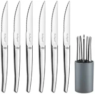 Noże stołowe - Amefa Lou Laguiole Zestaw noży do steków Jet z blokiem, 6 szt., srebrna stal - miniaturka - grafika 1