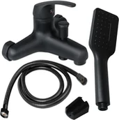 Baterie wannowe i prysznicowe - Yoka Bateria wannowa prysznicowa stojąca kran mosiądz czarna - Yoka BP.ELZA-BLK - miniaturka - grafika 1