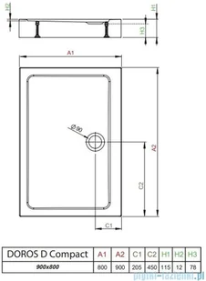 Radaway Doros D Compact Stone brodzik 90x80 antracyt SDRD9080-05-64S - Brodziki prysznicowe - miniaturka - grafika 2