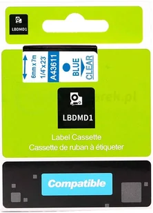 Dymo strefadrukarek.pl Taśma D1 43611 6mm x 7m przeźroczysta niebieski nadruk - zamiennik | OSZCZĘDZAJ DO 80% - ZADZWOŃ! 730811399 PROMOCJA! D1-43611 - Etykiety do drukarek - miniaturka - grafika 2