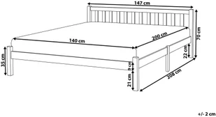 Beliani Łóżko drewniane 140 x 200 cm białe FLORAC - Łóżka - miniaturka - grafika 4