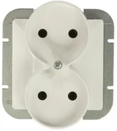 Gniazdka elektryczne - Abex Perła biały gniazdo podwójne do ramki PT-5PR PT-5PR-bialy - miniaturka - grafika 1