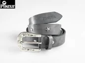 Akcesoria jeździeckie - Pikeur Pasek do spodni skórzany STARS & STRASS szary - 306_172 - miniaturka - grafika 1