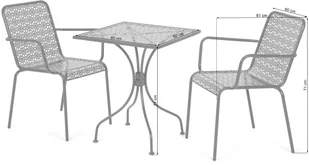 HOME &amp; GARDEN HOME & GARDEN Meble ogrodowe metalowe Maja Square Grey 2+1 439011 - Meble ogrodowe - miniaturka - grafika 5