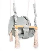 Leżaczki i huśtawki - love gifts Huśtawka dla dzieci z oparciem królik szary SB-175 - miniaturka - grafika 1