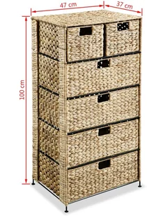 vidaXL Szafka z hiacyntu wodnego z 6 koszami 47 x 37 x 100 cm - Komody - miniaturka - grafika 7