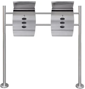 vidaXL Podwójna skrzynka na listy ze stali nierdzewnej na stojaku vidaXL - Skrzynki na listy - miniaturka - grafika 2