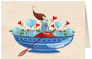 Karnet drewniany C6 + koperta Kobieta z dmuchawcami - Kartki okolicznościowe i zaproszenia - miniaturka - grafika 2