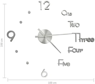 VidaXL Lumarko Zegar ścienny 3D, nowoczesny design, srebrny, 100 cm, XXL 325158 VidaXL - Zegary - miniaturka - grafika 9