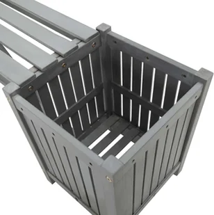 vidaXL Ławka ogrodowa z 2 donicami 150 cm, lite drewno akacjowe, szara - Ławki ogrodowe - miniaturka - grafika 4