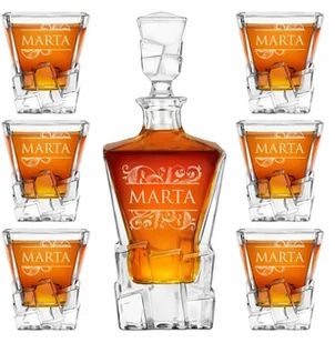 Murrano Karafka Ice Blink i 6 szklanek z grawerem dla konesera whisky KARIB_6xSZIB-036 - Karafki - miniaturka - grafika 9